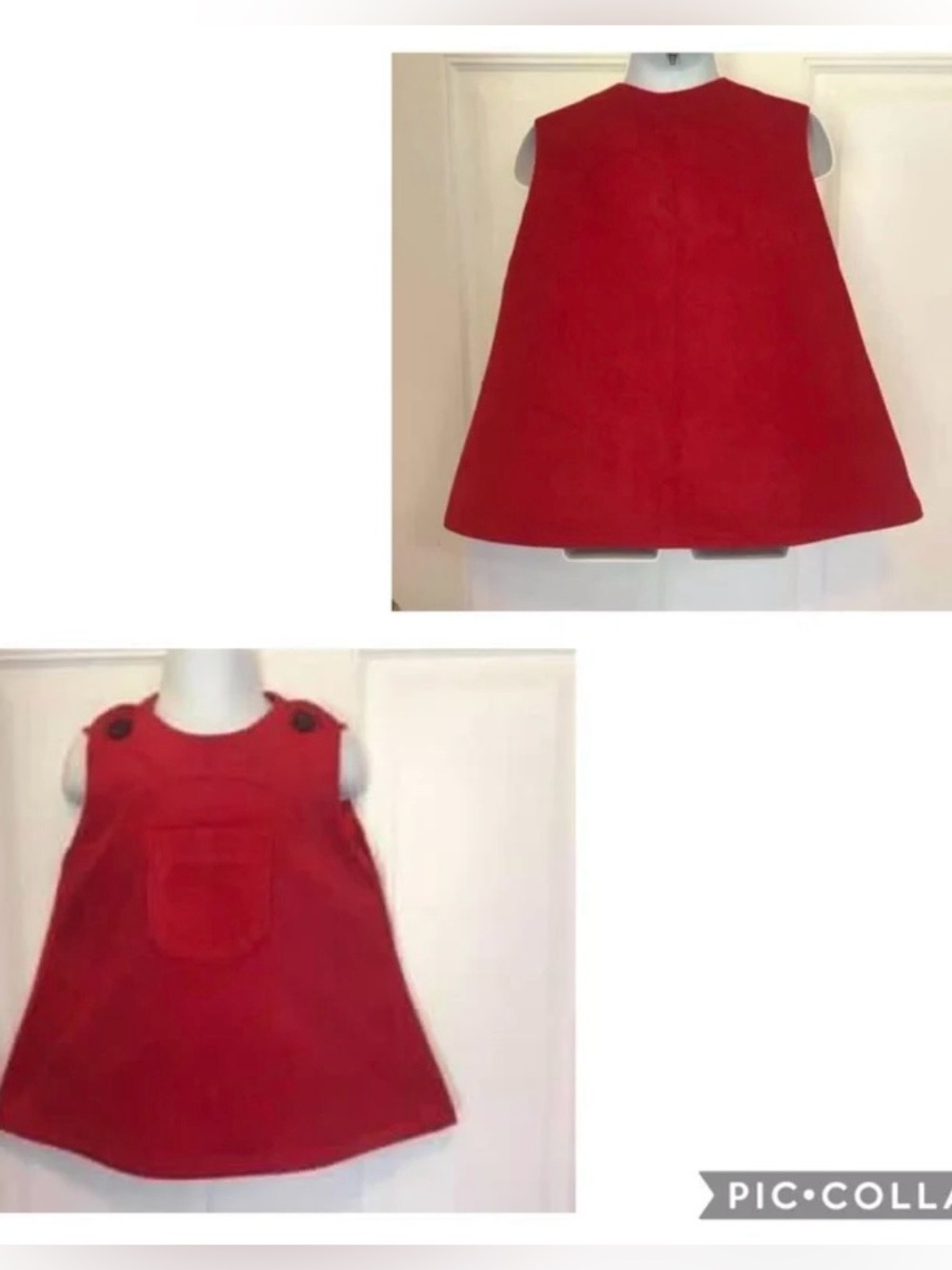 NWOT size 2 Custom Made red Corduroy sleeveless jumper dress vintage pattern